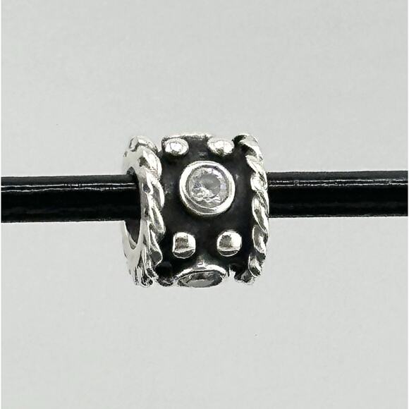 PANDORA "Oxidized Crown" w/ CZ #790221CZ Retired 925 Sterling Silver Charm Bead - Picture 1 of 3